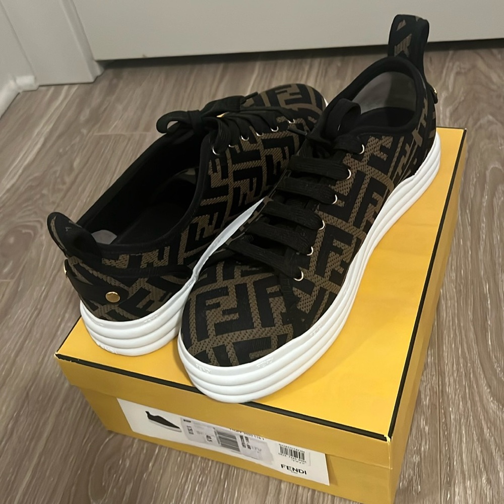 Fendi Fabric FF Micro-Perforated Rise Low Top Sneakers